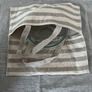 Bolsa para transportar fuentes a rayas beige y crudo