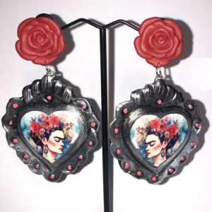 Aros Frida con rosa roja