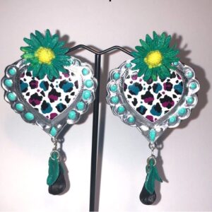 Aros animal print rosa Verde