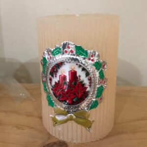 Vela Blanca con diseño velas rojas